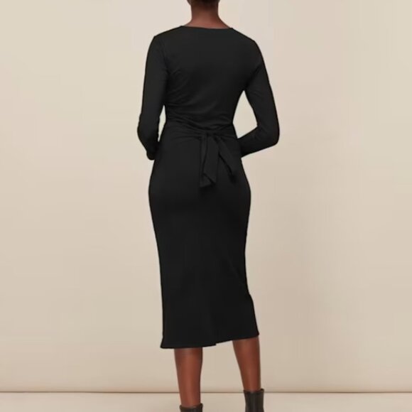 Whistles Black Jersey Wrap Dress - Picture 3 of 11